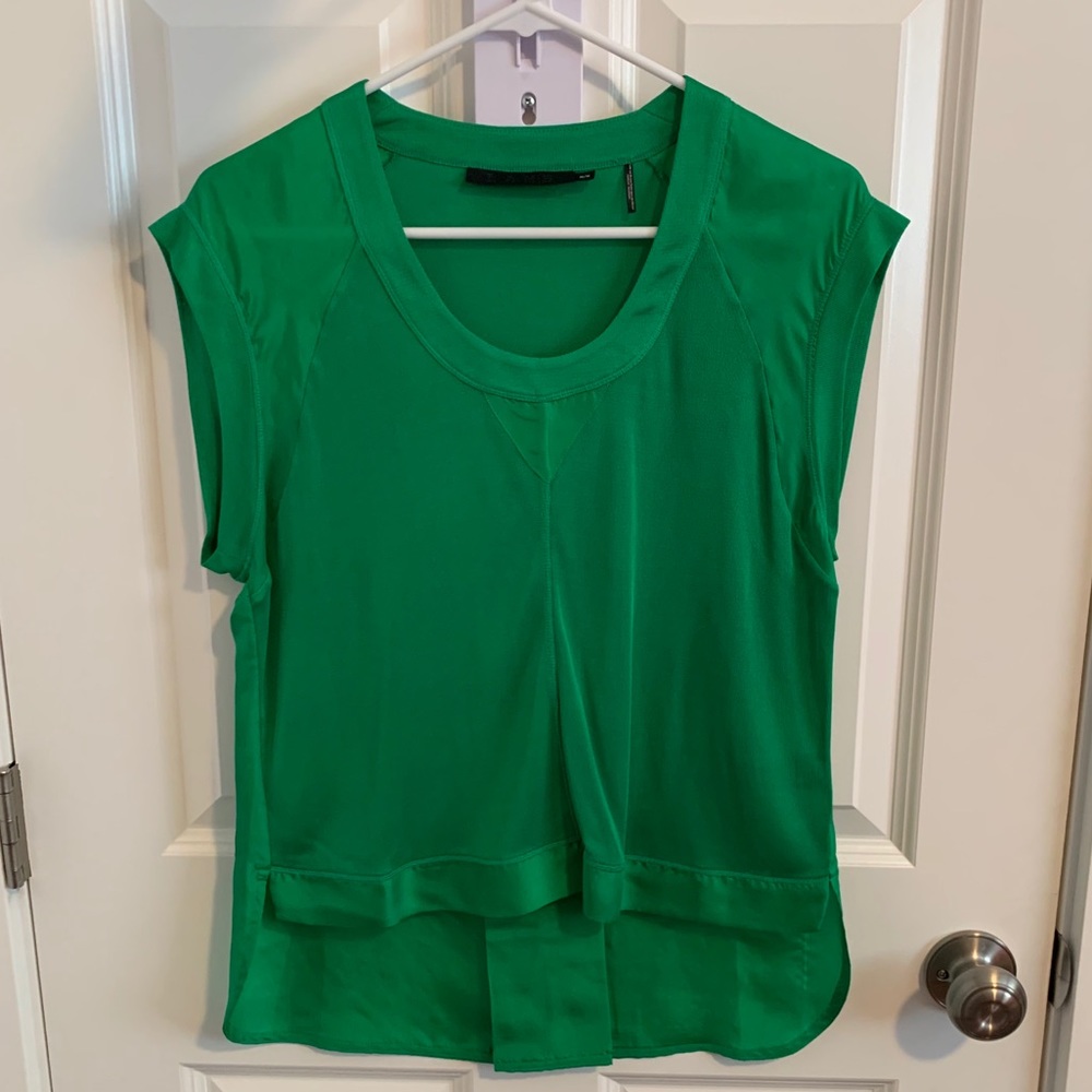 L.A.M.B. Green Silk Top Medium EUC